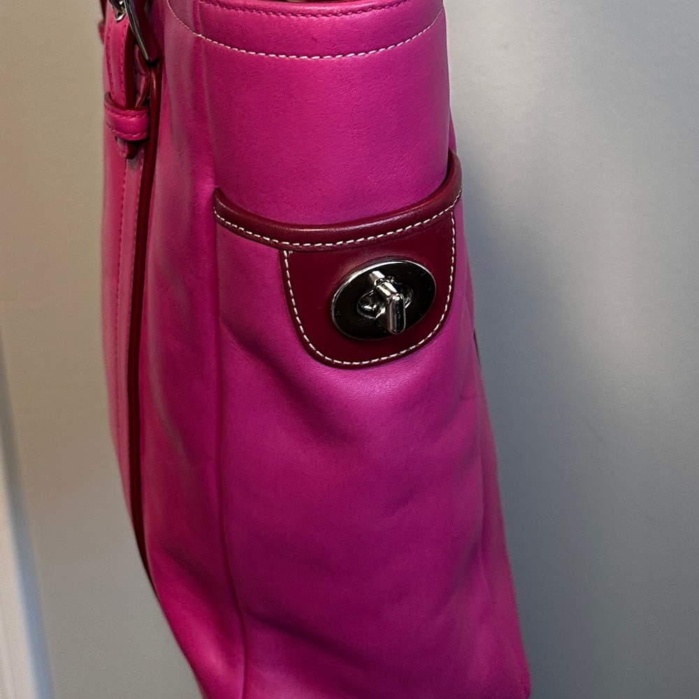Coach Pink Leather Tote - Picture 7 of 13